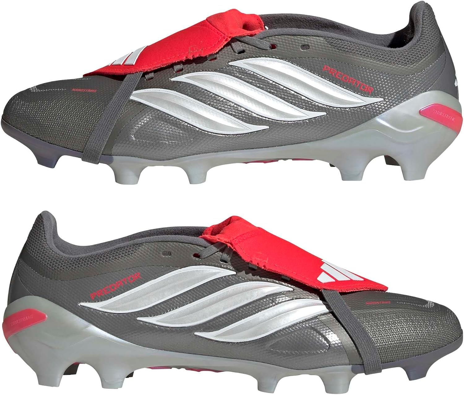 image:imageadidas UnisexAdult League Predator FoldOver Tongue FirmMulti Ground CleatIron MetallicZero MetallicLucid Red
