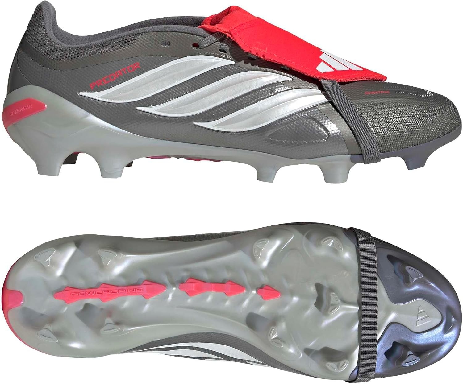 image:imageadidas UnisexAdult League Predator FoldOver Tongue FirmMulti Ground CleatIron MetallicZero MetallicLucid Red