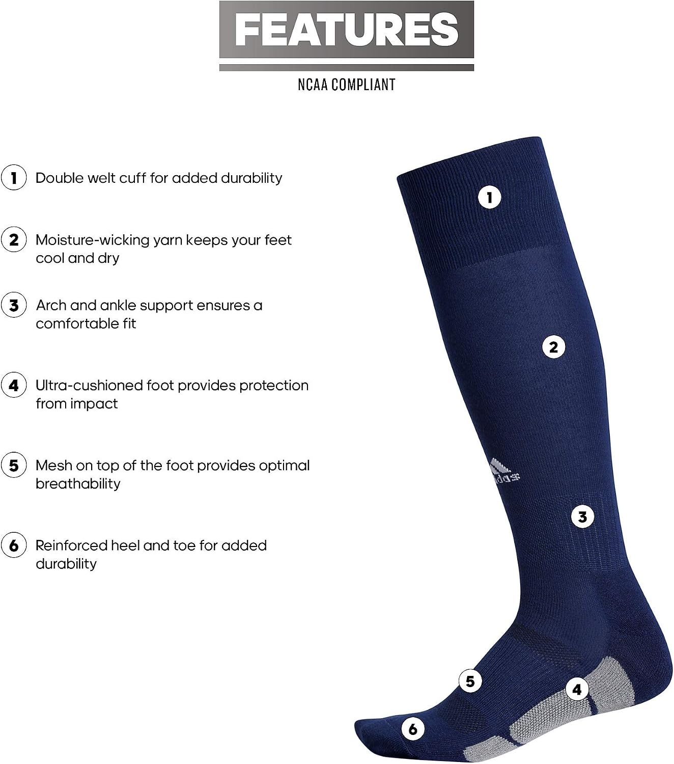 image:imageadidas Utility OTC Socks White 5140216Team Navy BlueLight Onix GreyWhite