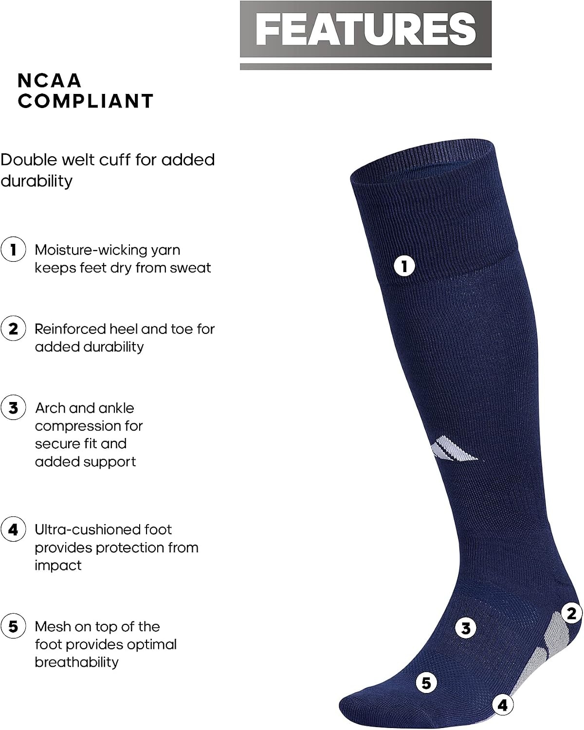 image:imageadidas Utility OTC Socks White 5140216Team Navy BlueWhite2