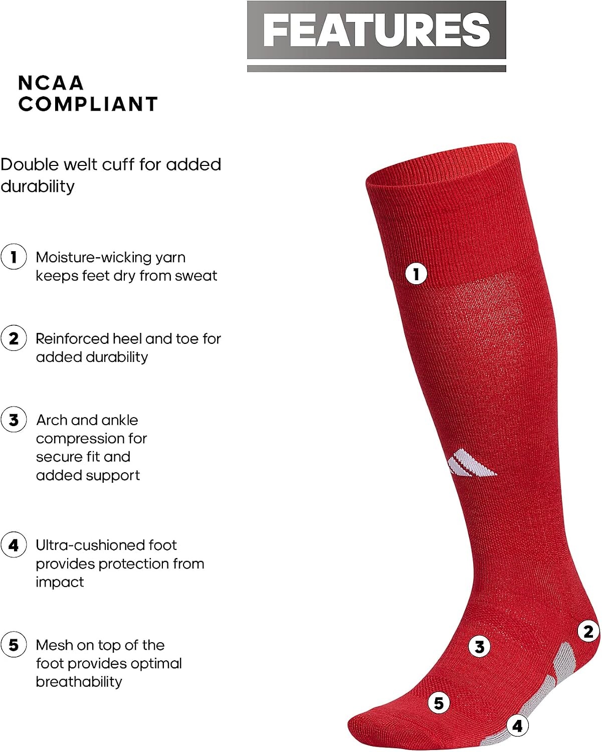 image:imageadidas Utility OTC Socks White 5140216Team Power RedWhite2