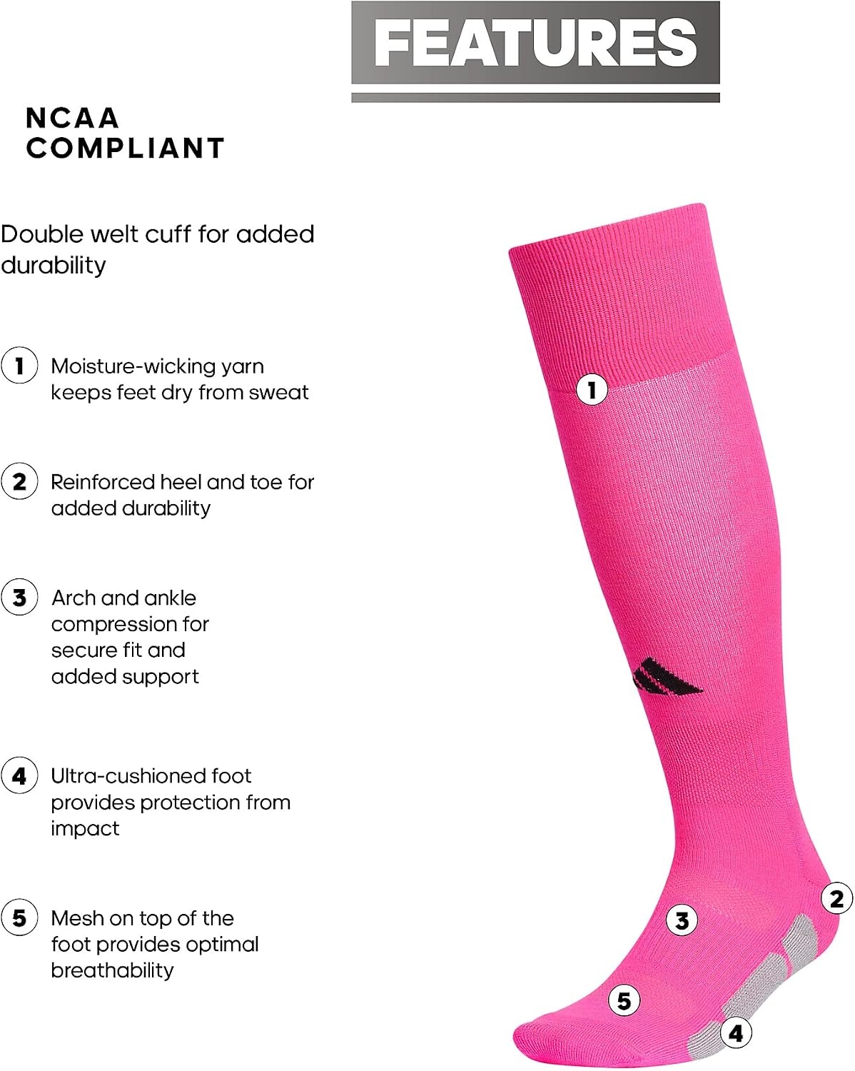 image:imageadidas Utility OTC Socks White 5140216Team Shock PinkBlack2