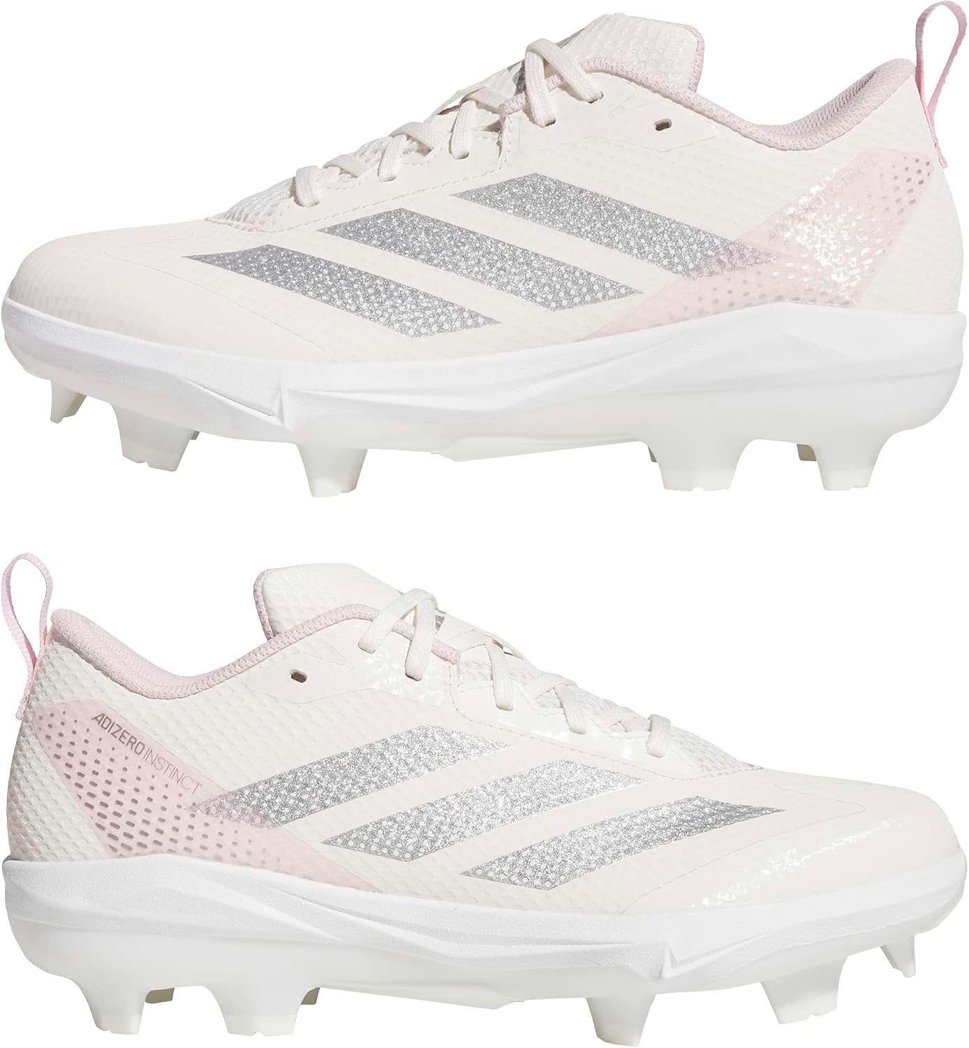 image:imageadidas Womens Adizero Instict TPU 20 Softball CleatsChalk WhiteSilver MetallicClear Pink