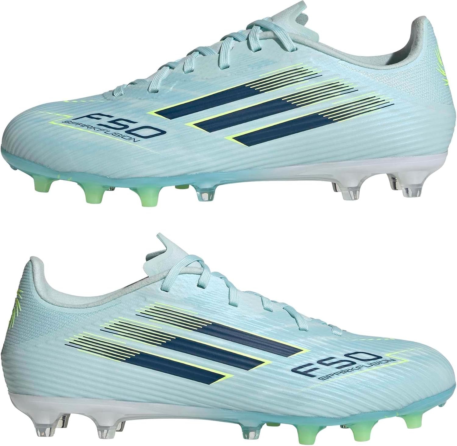 image:imageadidas Womens F50 Sparkfusion League Firm Ground Artificial Ground Sneakers Shoes PinkAlmost BlueDusky PetrolYellow