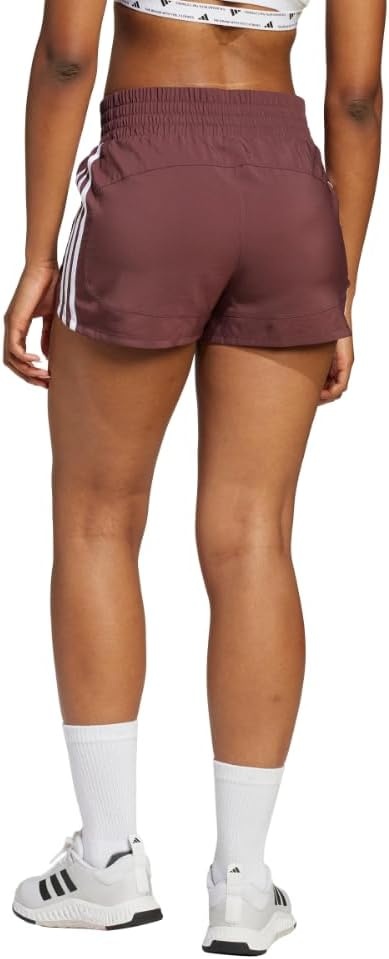 image:imageadidas Womens Pacer Training 3Stripes Woven HighRise ShortsAurora RubyWhite