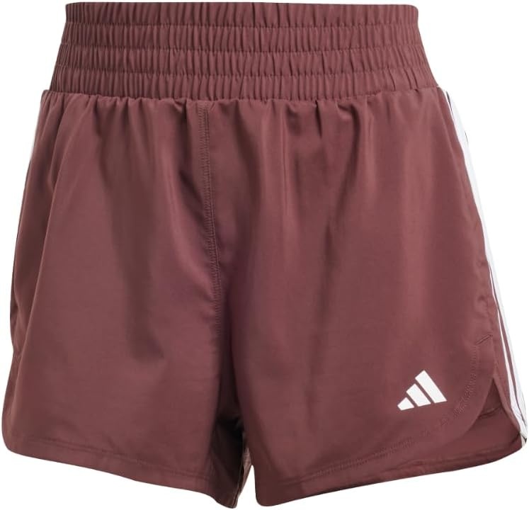 image:imageadidas Womens Pacer Training 3Stripes Woven HighRise ShortsAurora RubyWhite