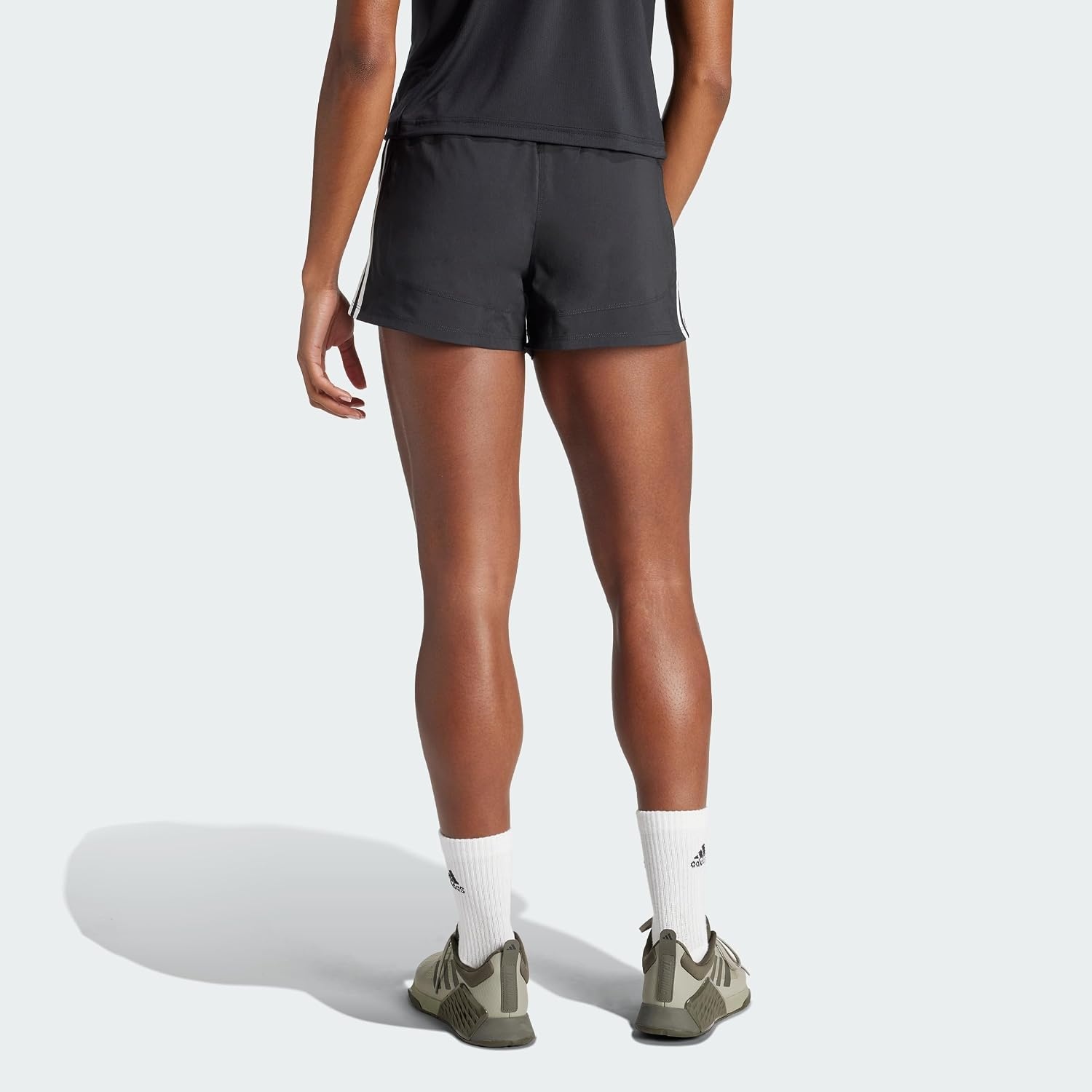image:imageadidas Womens Pacer Training 3Stripes Woven HighRise ShortsBlack White