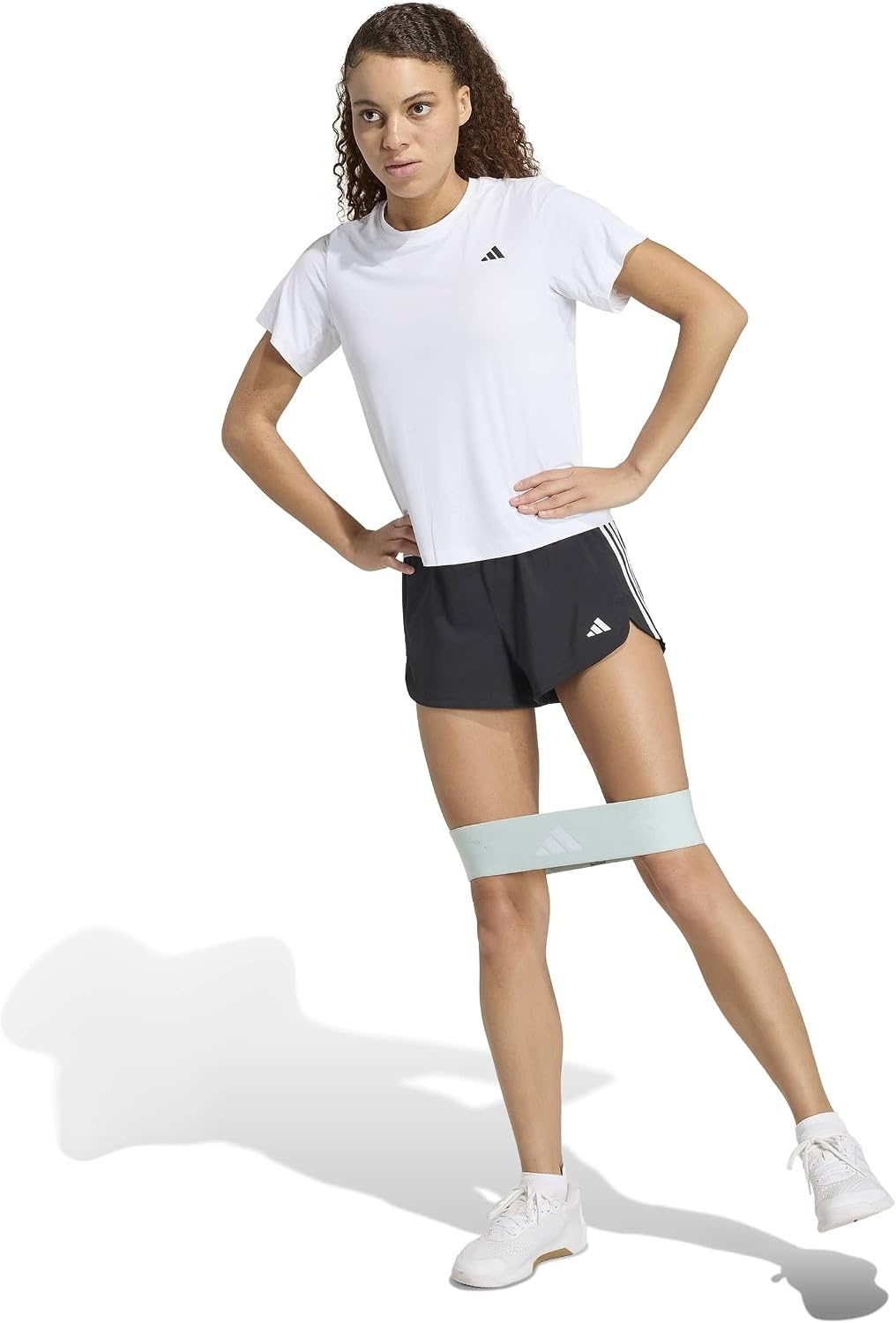 image:imageadidas Womens Pacer Training 3Stripes Woven HighRise ShortsBlackWhite