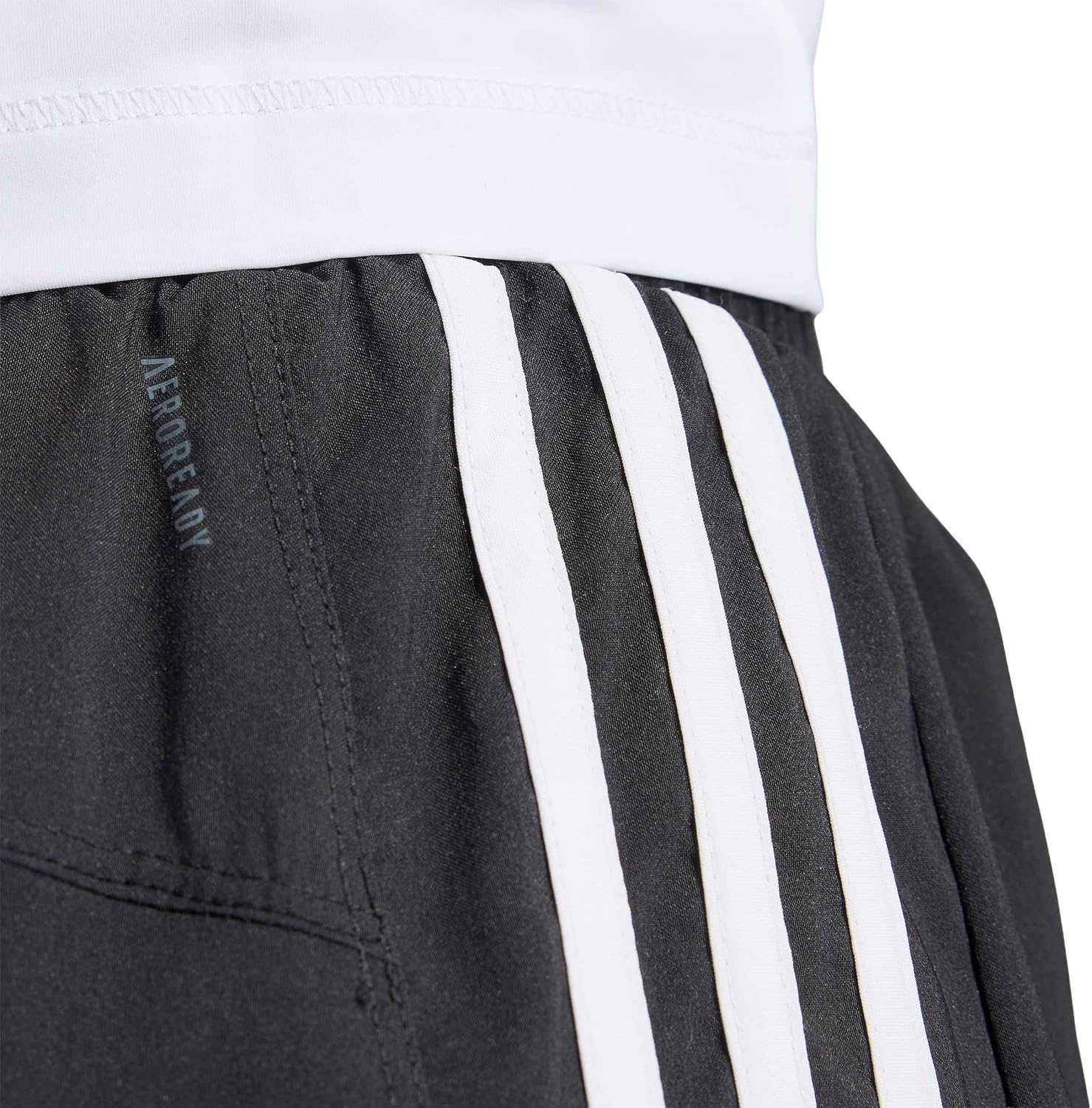 image:imageadidas Womens Pacer Training 3Stripes Woven HighRise ShortsBlackWhite