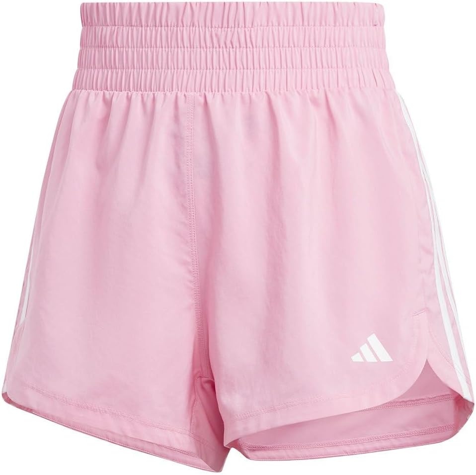 image:imageadidas Womens Pacer Training 3Stripes Woven HighRise ShortsBliss PinkWhite