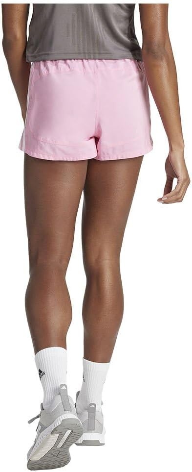 image:imageadidas Womens Pacer Training 3Stripes Woven HighRise ShortsBliss PinkWhite