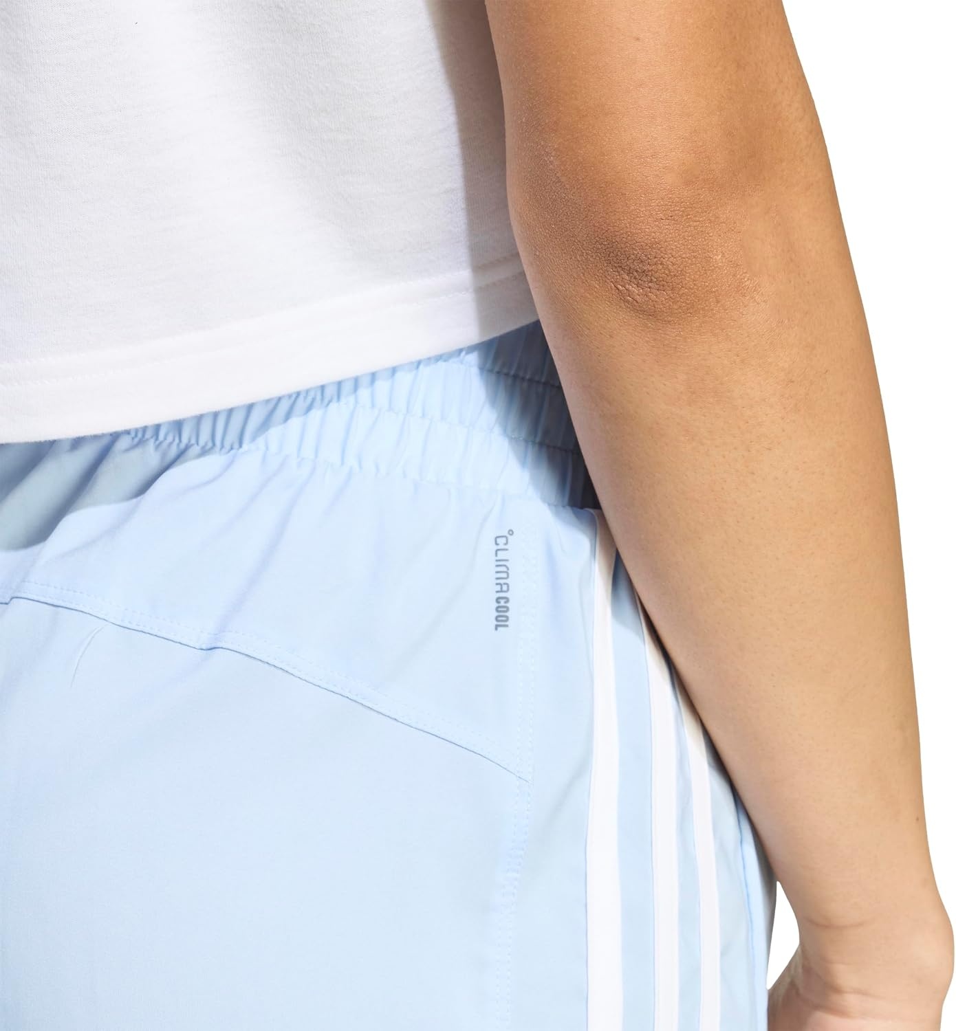 image:imageadidas Womens Pacer Training 3Stripes Woven HighRise ShortsBlueWhite