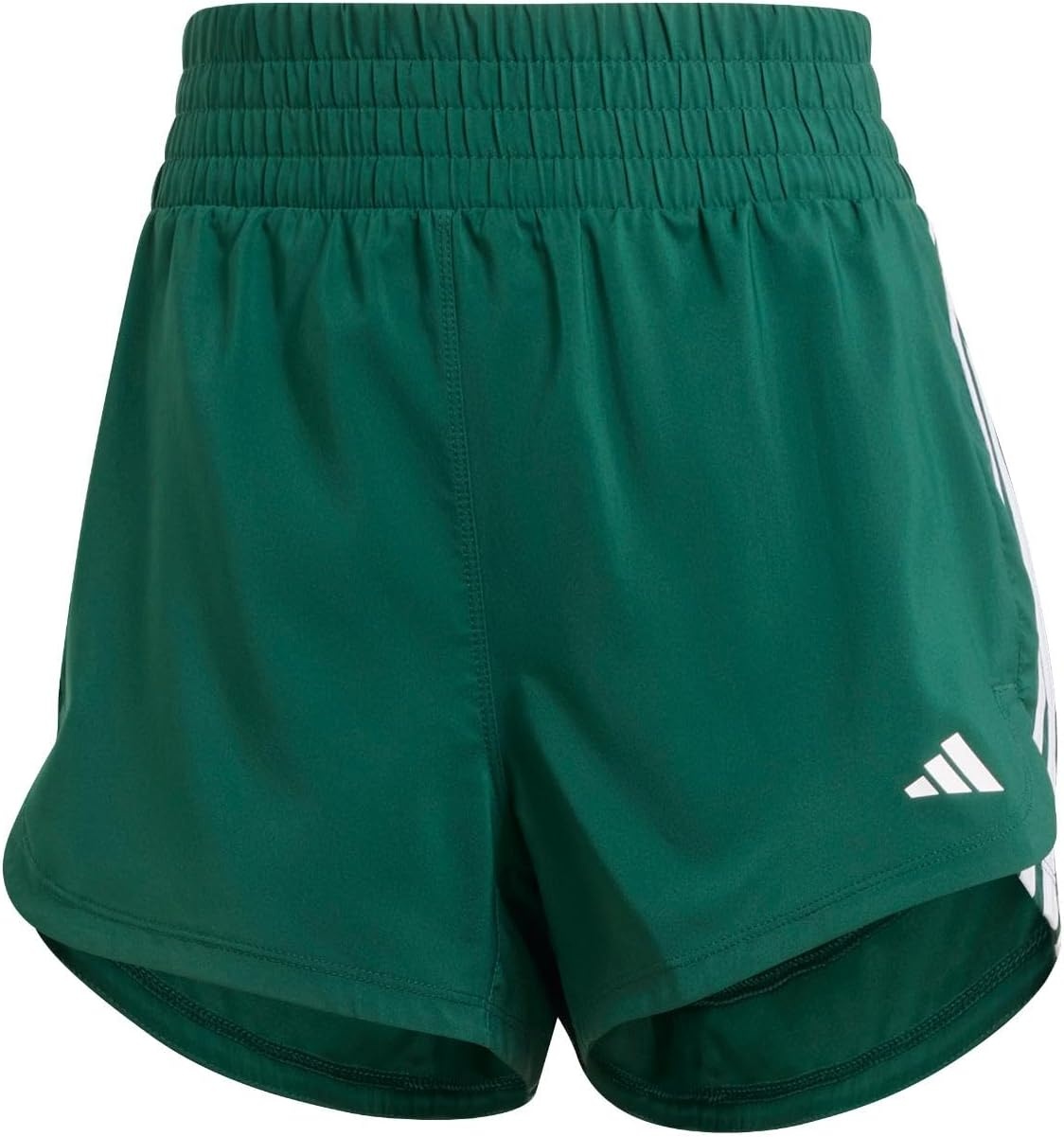 image:imageadidas Womens Pacer Training 3Stripes Woven HighRise ShortsCollegiate GreenWhite