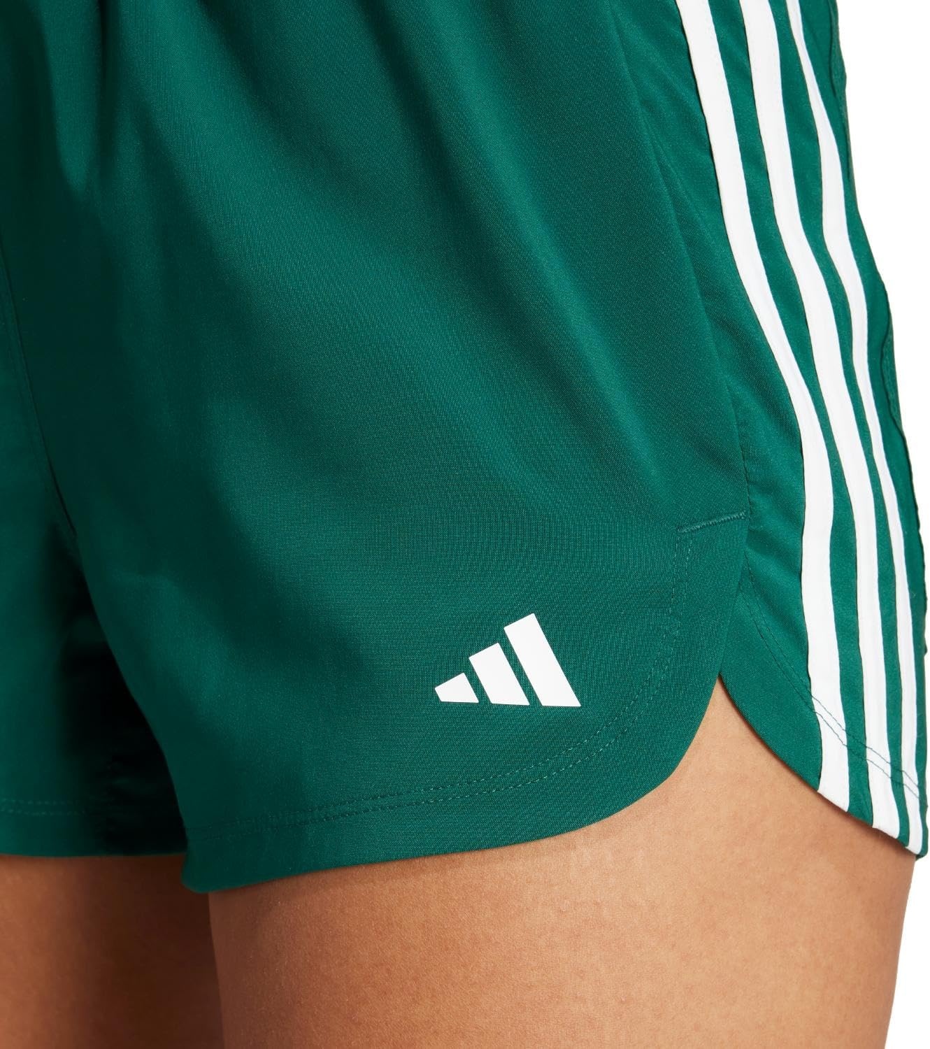image:imageadidas Womens Pacer Training 3Stripes Woven HighRise ShortsCollegiate GreenWhite