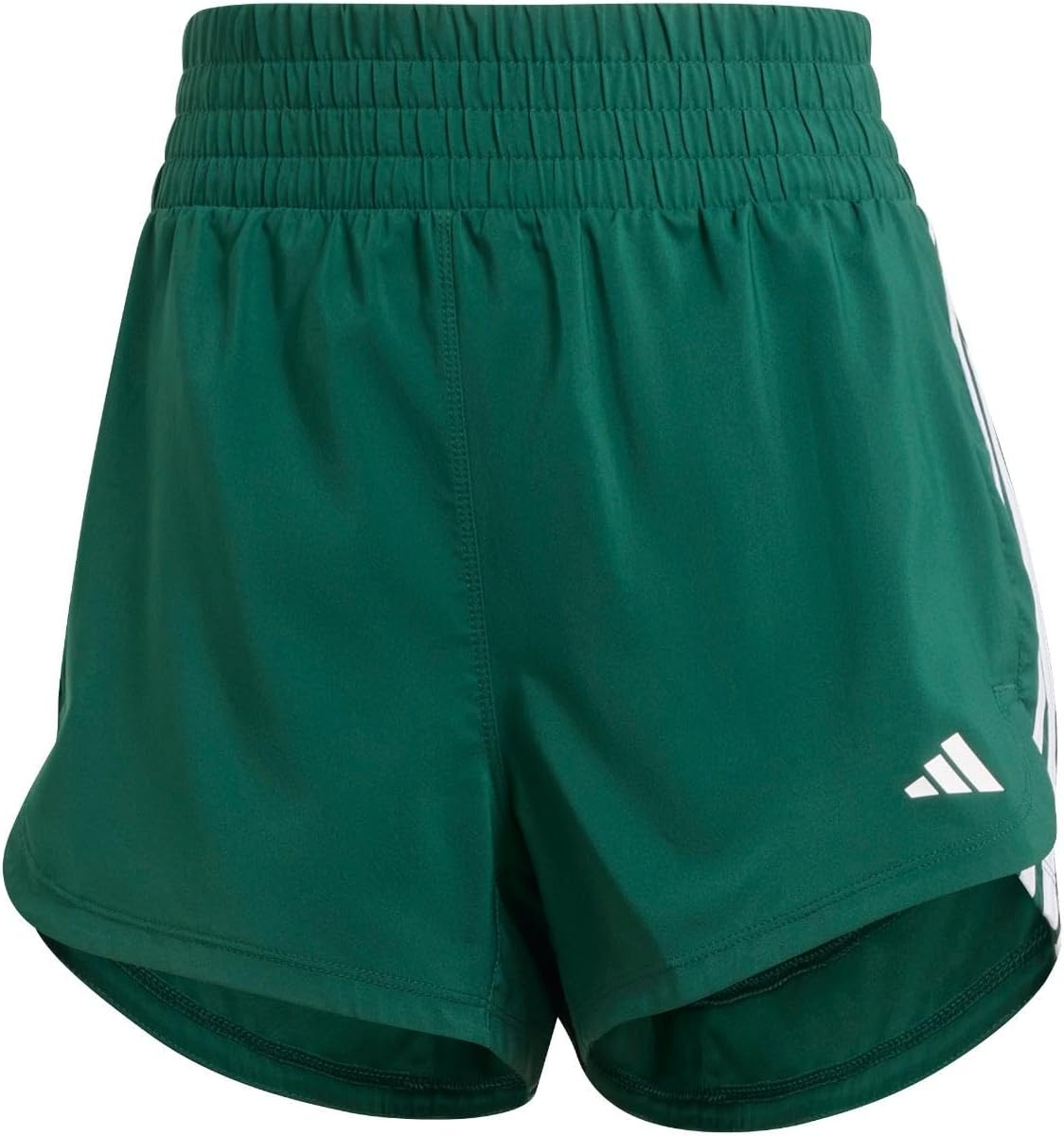 image:imageadidas Womens Pacer Training 3Stripes Woven HighRise ShortsCollegiate GreenWhite