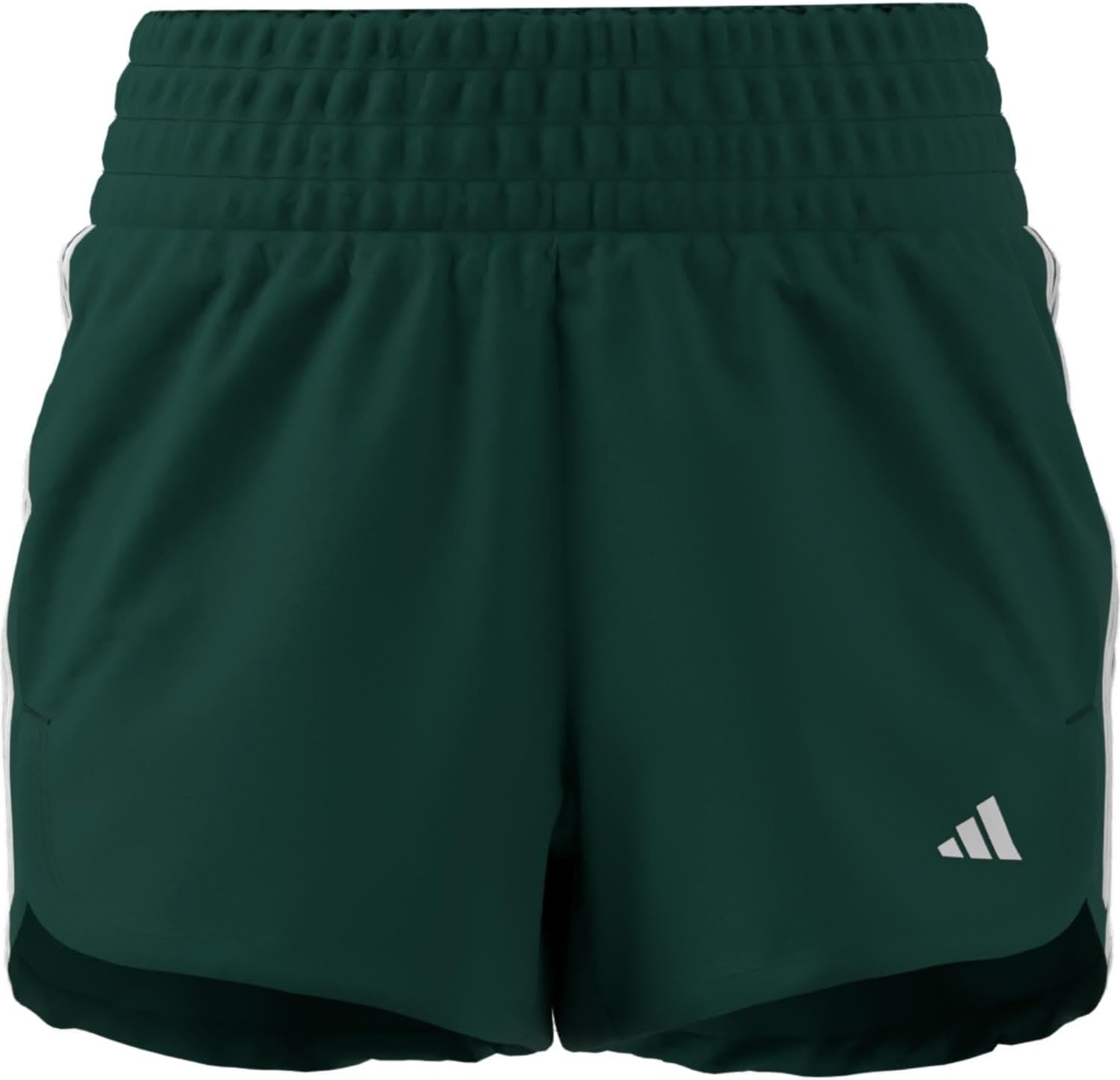 image:imageadidas Womens Pacer Training 3Stripes Woven HighRise ShortsCollegiate GreenWhite