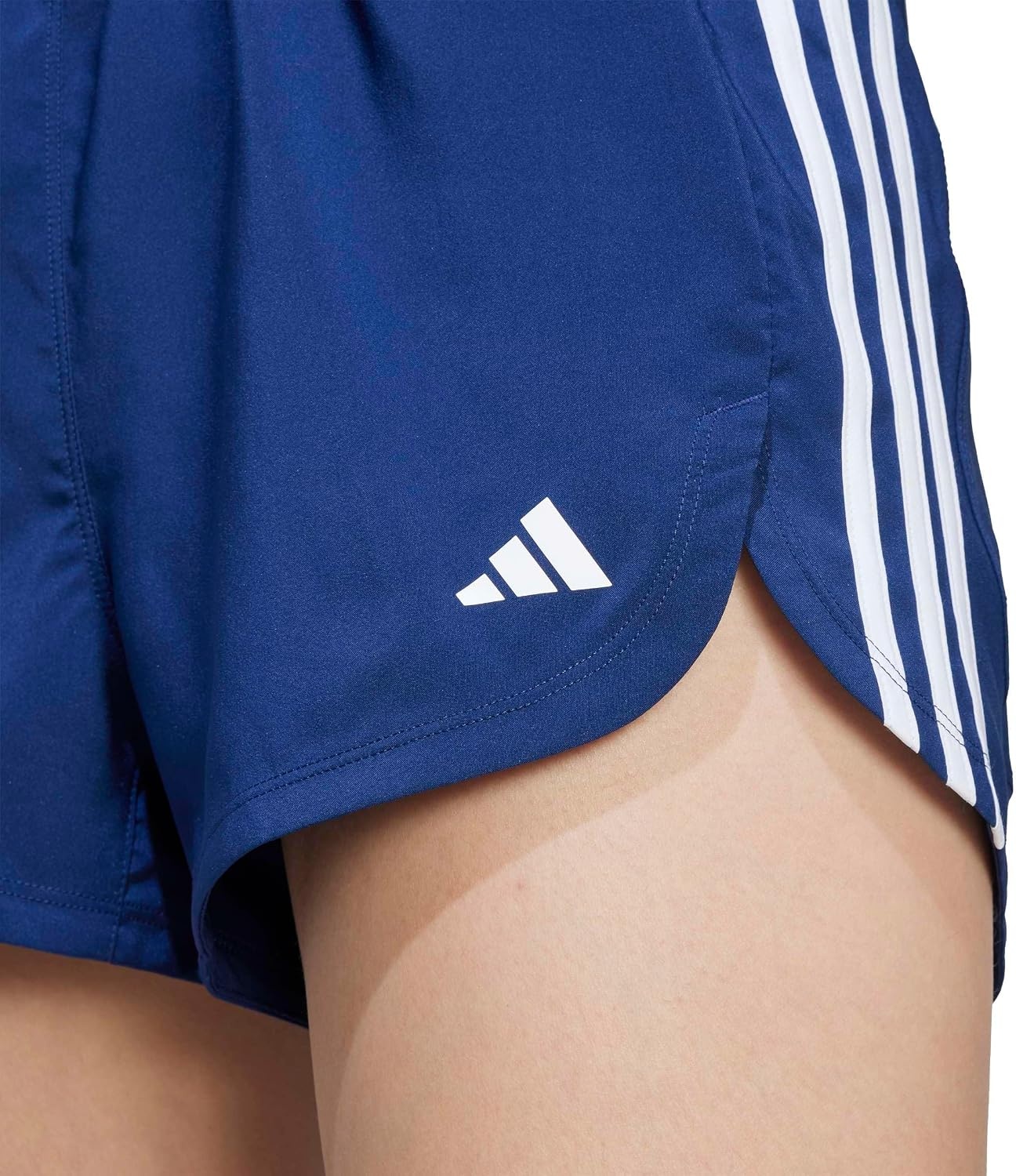 image:imageadidas Womens Pacer Training 3Stripes Woven HighRise ShortsDark BlueWhite