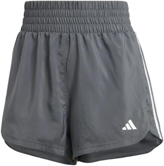 image:imageadidas Womens Pacer Training 3Stripes Woven HighRise ShortsGrey Six White