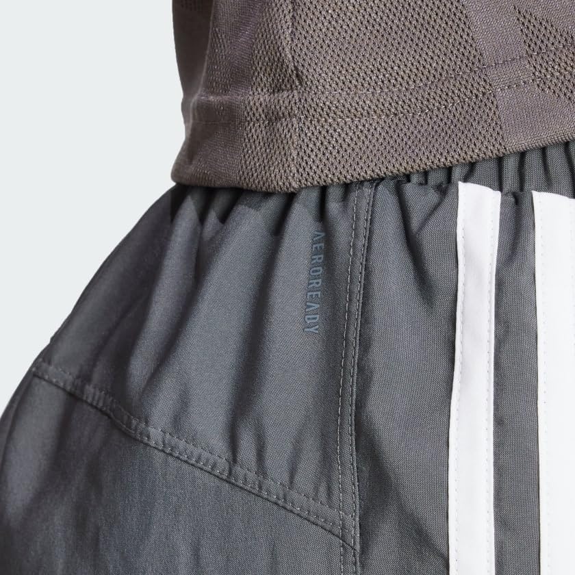 image:imageadidas Womens Pacer Training 3Stripes Woven HighRise ShortsGrey Six White