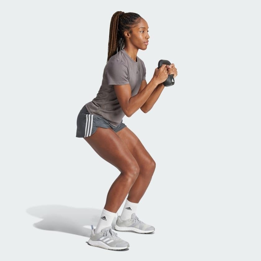 image:imageadidas Womens Pacer Training 3Stripes Woven HighRise ShortsGrey Six White