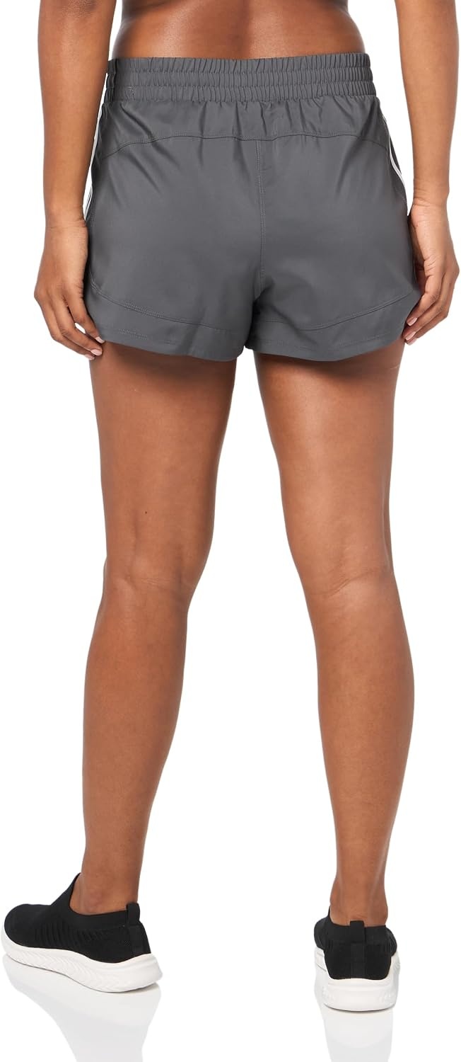 image:imageadidas Womens Pacer Training 3Stripes Woven HighRise ShortsGreyWhite