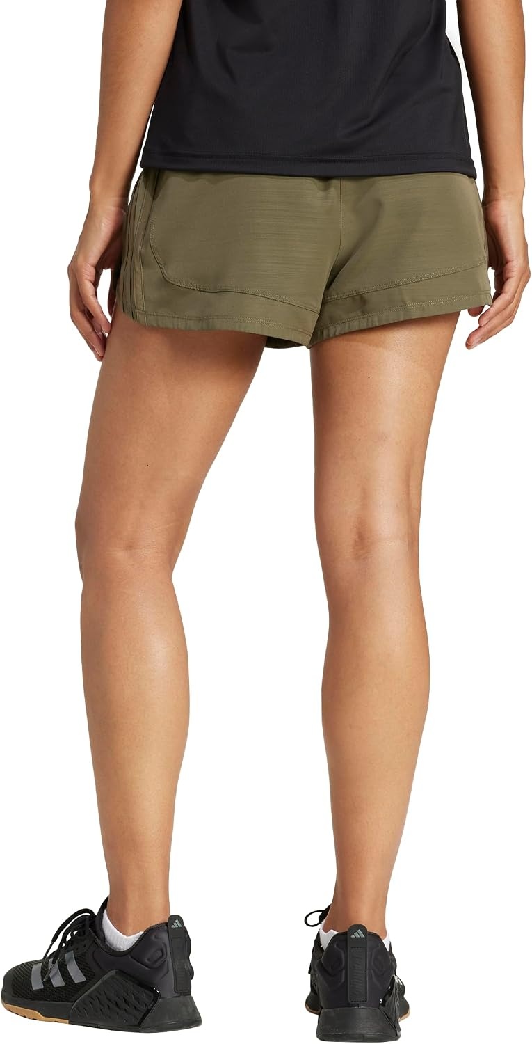 image:imageadidas Womens Pacer Training 3Stripes Woven HighRise ShortsOlive StrataNight Cargo