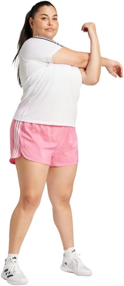image:imageadidas Womens Pacer Training 3Stripes Woven HighRise ShortsPink Fusion