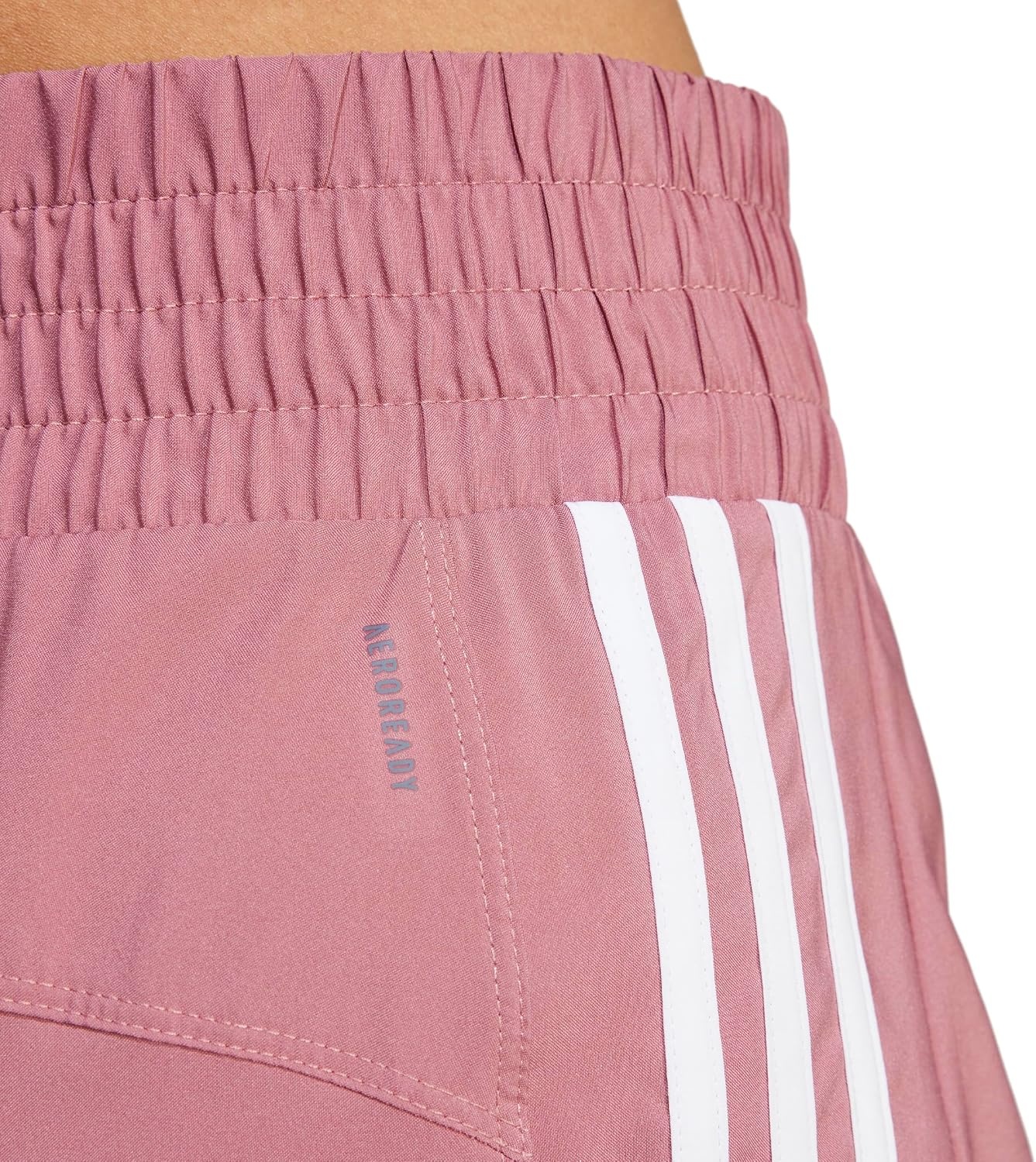 image:imageadidas Womens Pacer Training 3Stripes Woven HighRise ShortsPreloved CrimsonWhite