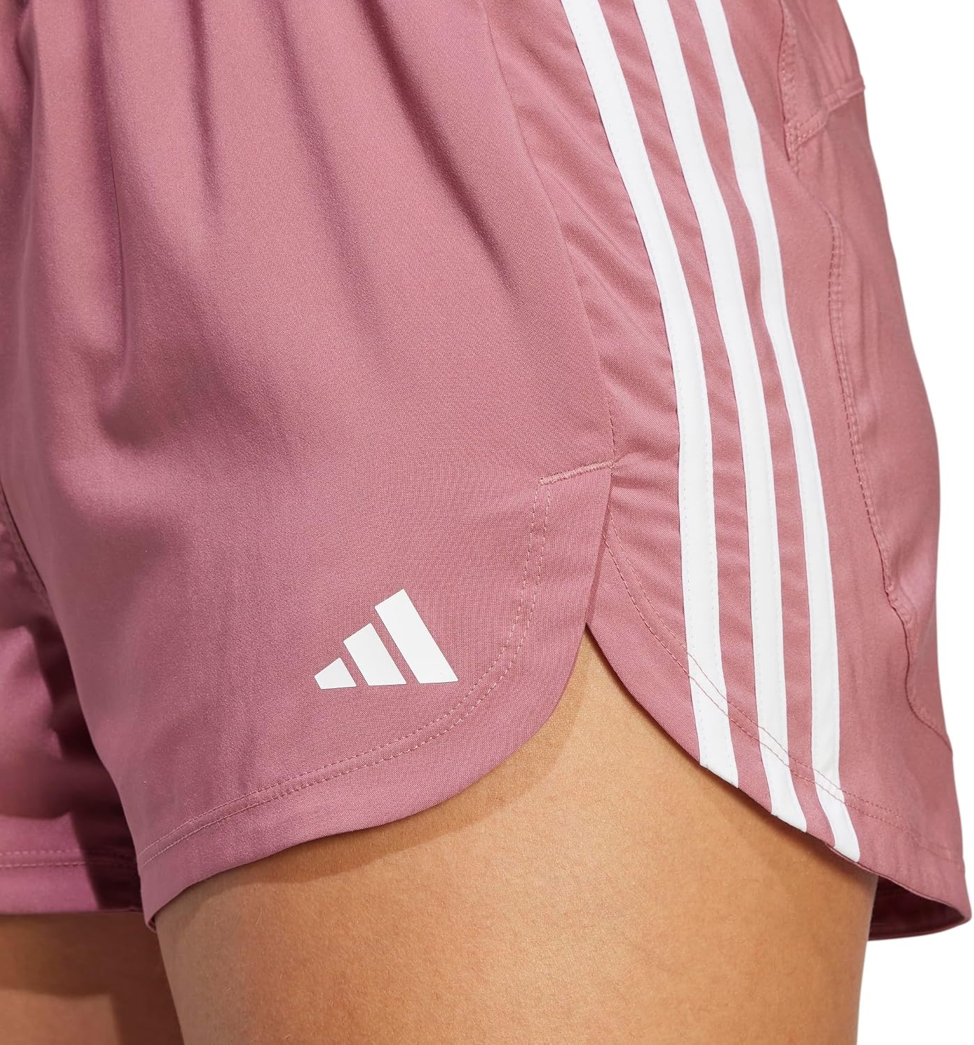 image:imageadidas Womens Pacer Training 3Stripes Woven HighRise ShortsPreloved CrimsonWhite