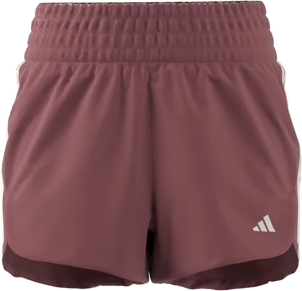 image:imageadidas Womens Pacer Training 3Stripes Woven HighRise ShortsPreloved CrimsonWhite
