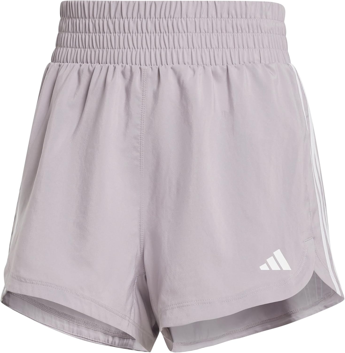 image:imageadidas Womens Pacer Training 3Stripes Woven HighRise ShortsPreloved Fig White