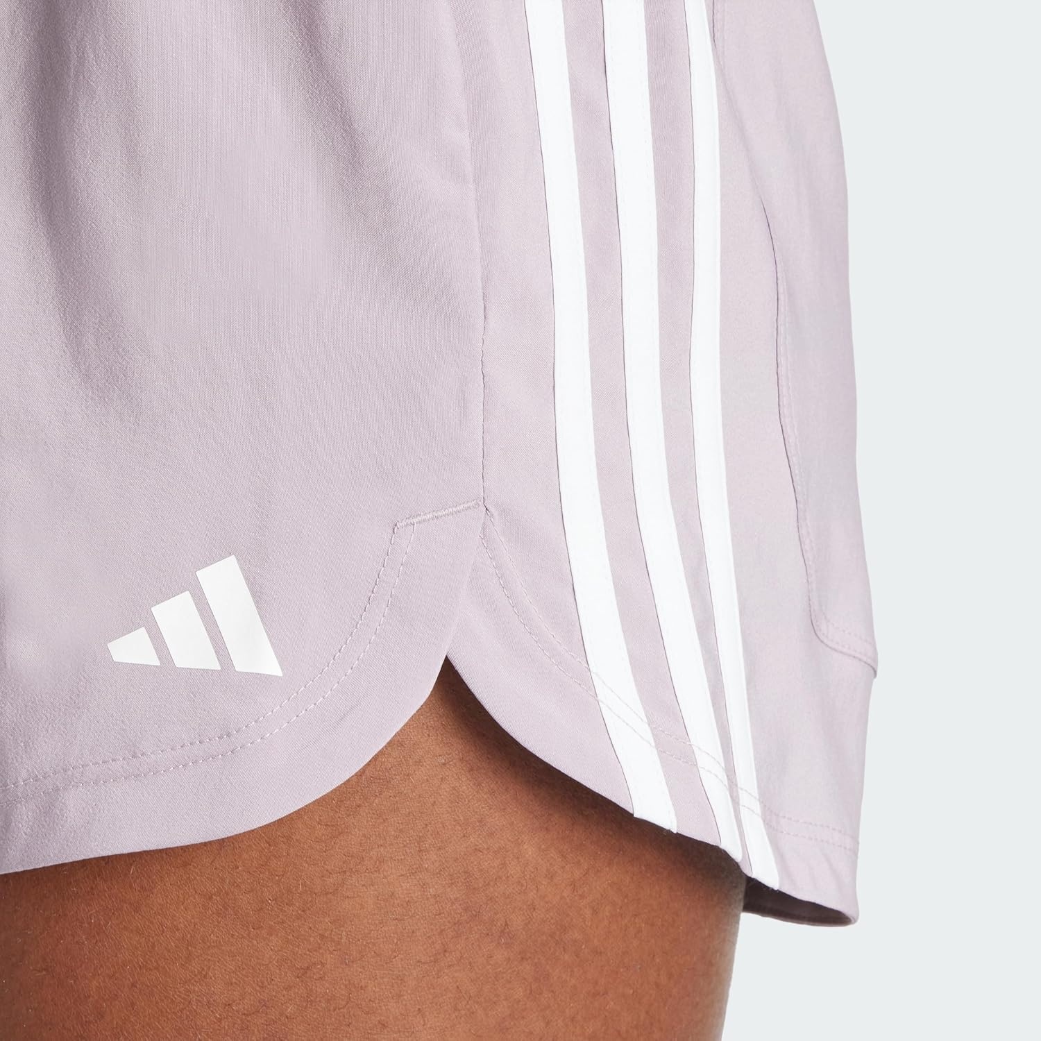image:imageadidas Womens Pacer Training 3Stripes Woven HighRise ShortsPreloved Fig White