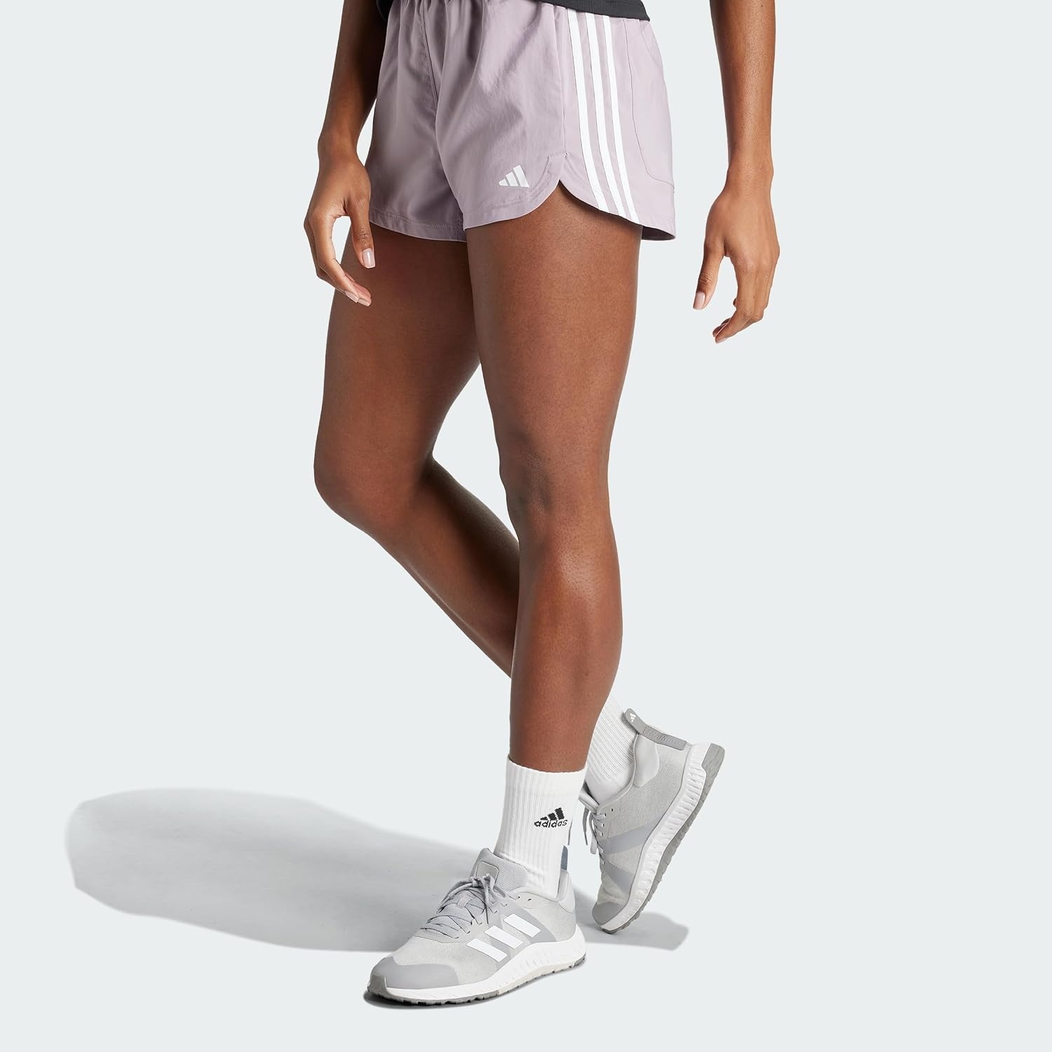 image:imageadidas Womens Pacer Training 3Stripes Woven HighRise ShortsPreloved FigWhite