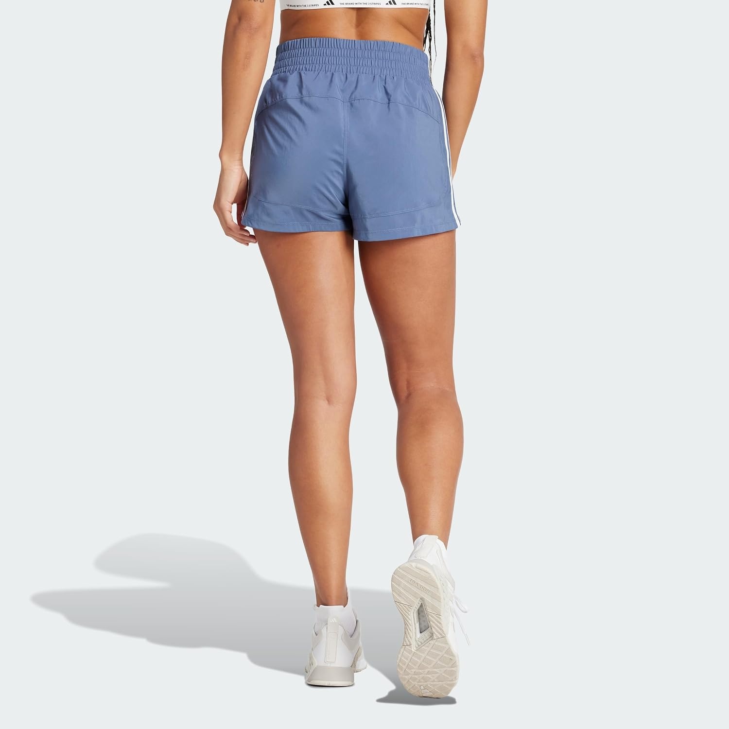 image:imageadidas Womens Pacer Training 3Stripes Woven HighRise ShortsPreloved InkWhite