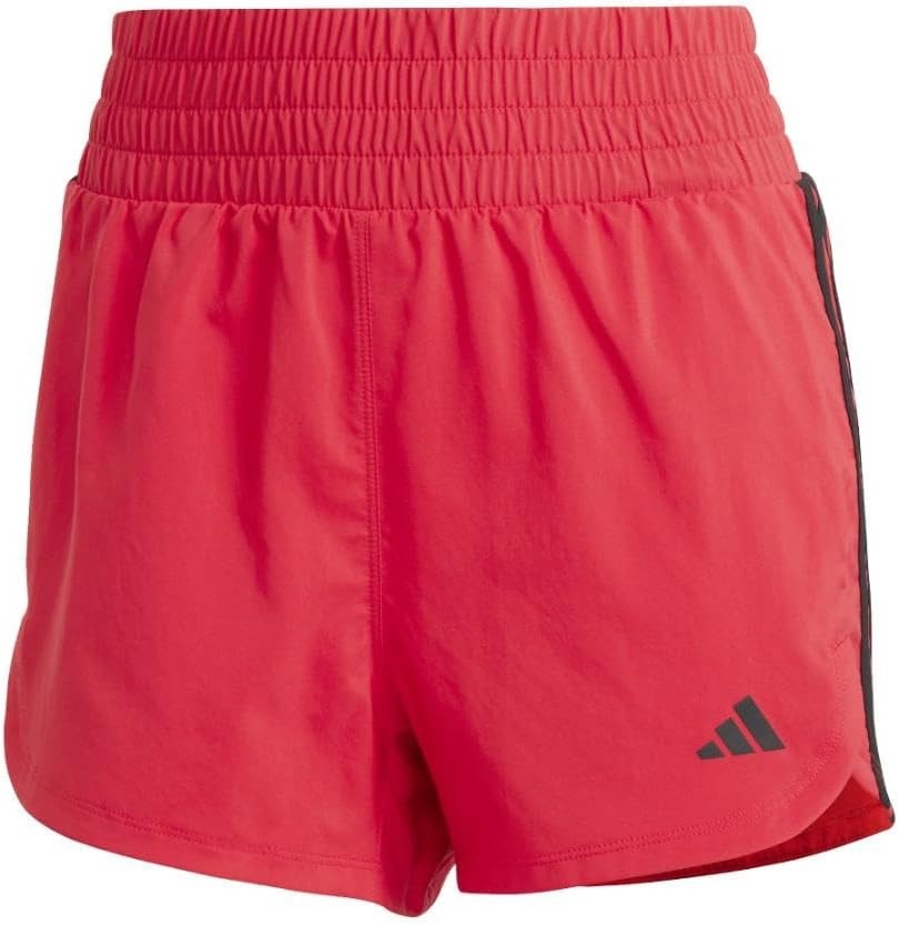 image:imageadidas Womens Pacer Training 3Stripes Woven HighRise ShortsPure RubyWhite