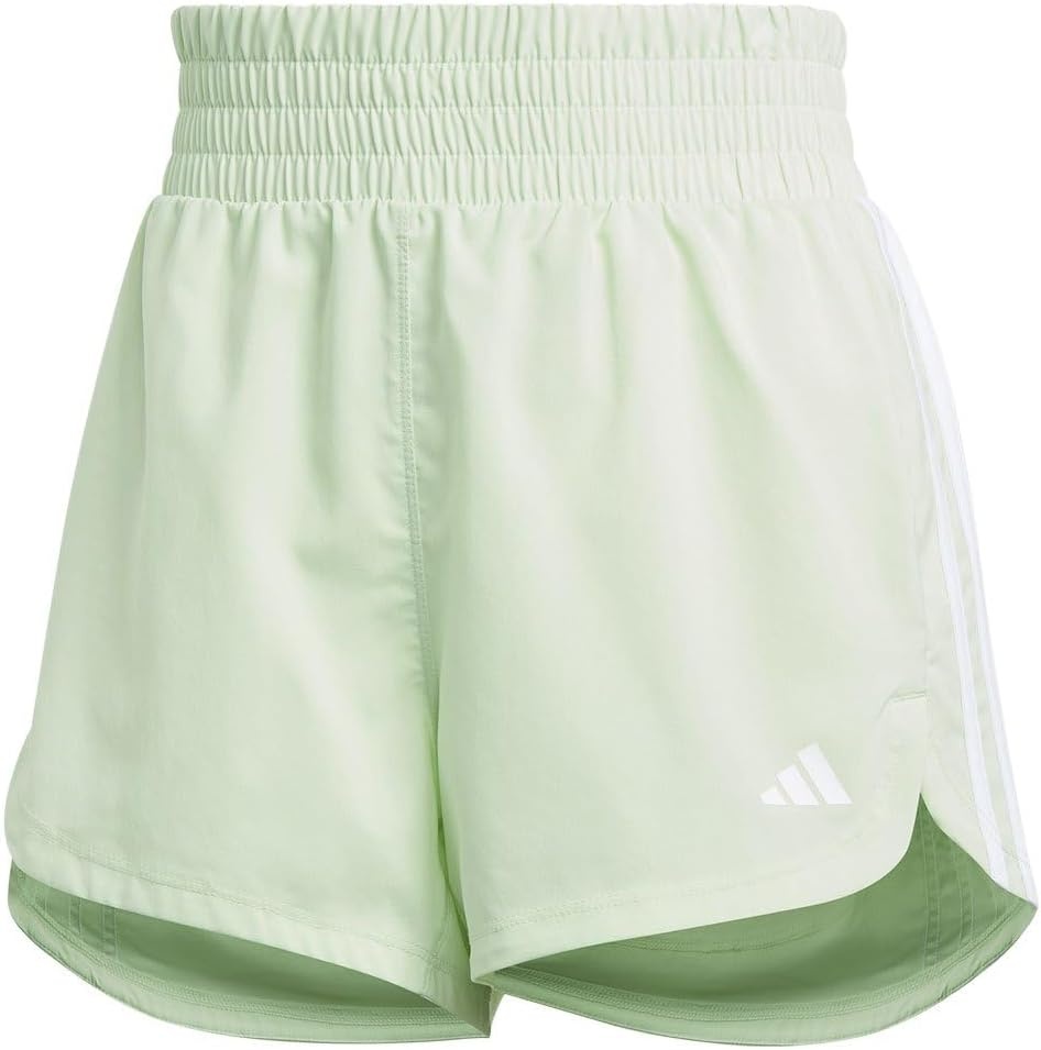 image:imageadidas Womens Pacer Training 3Stripes Woven HighRise ShortsSemi Green SparkWhite