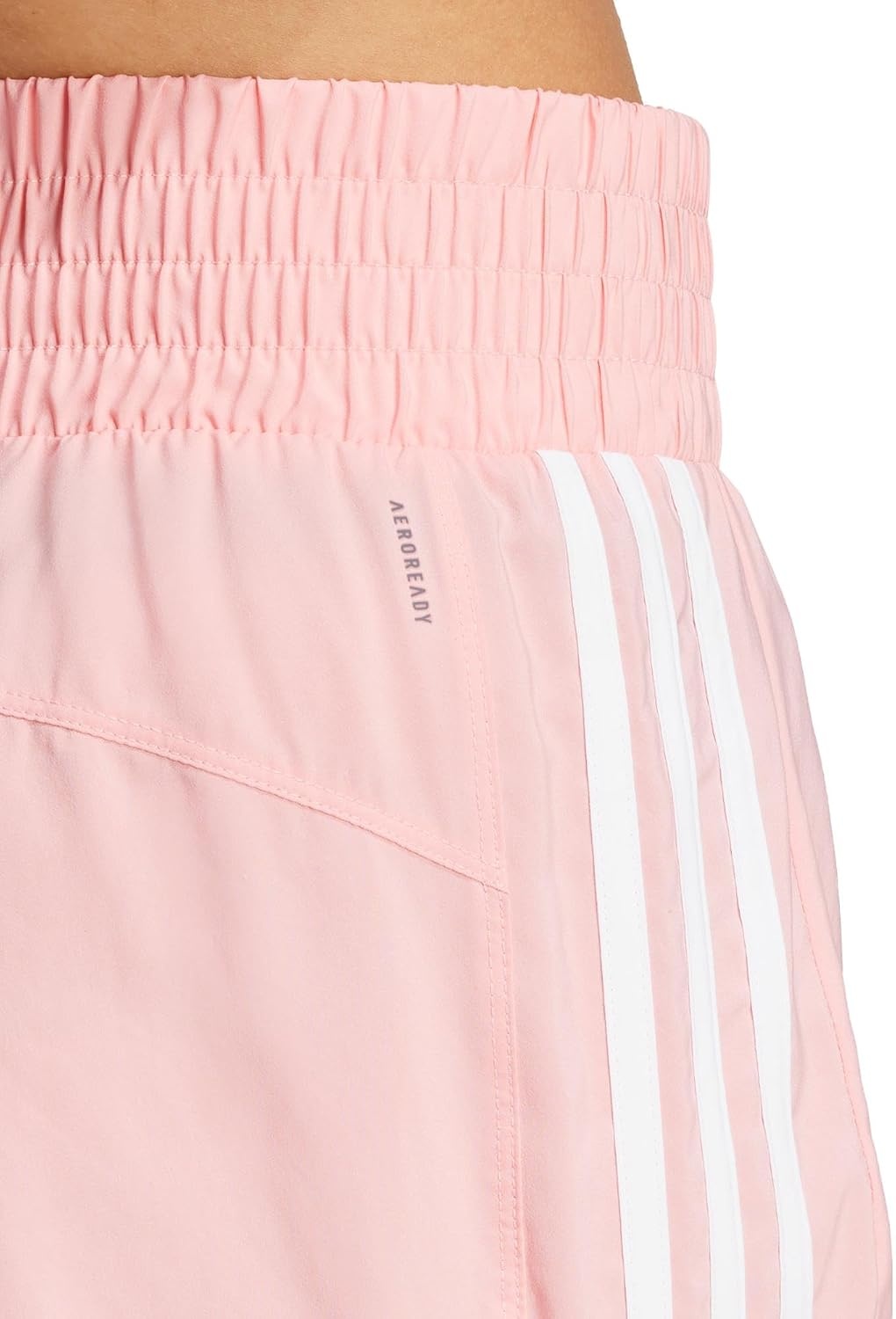 image:imageadidas Womens Pacer Training 3Stripes Woven HighRise ShortsSemi Pink SparkWhite