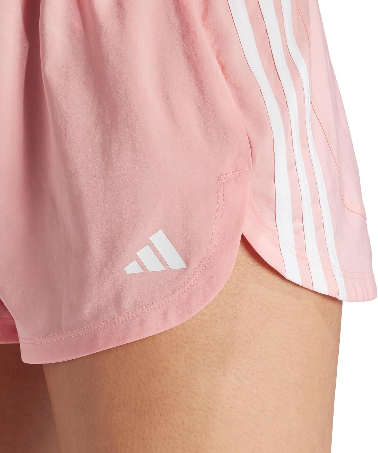 image:imageadidas Womens Pacer Training 3Stripes Woven HighRise ShortsSemi Pink SparkWhite