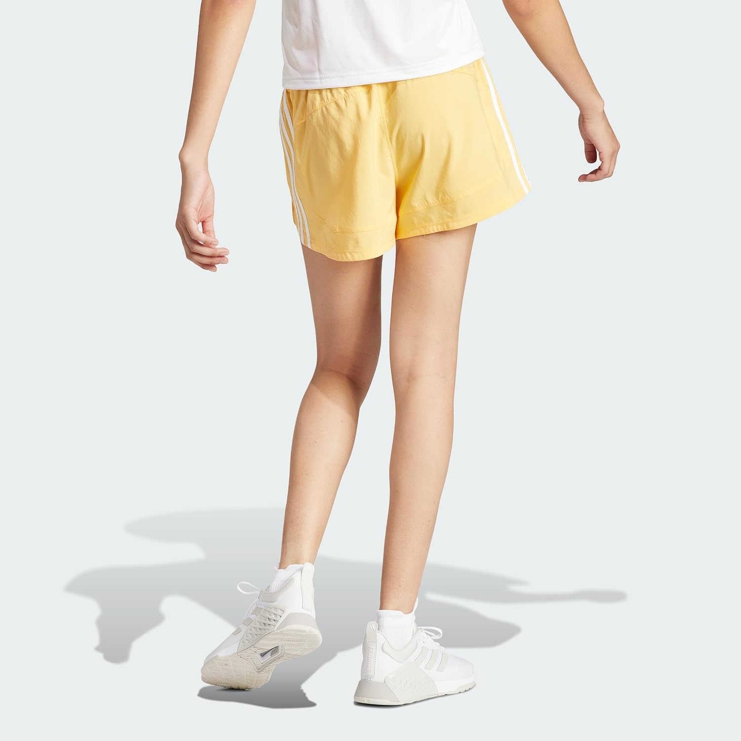 image:imageadidas Womens Pacer Training 3Stripes Woven HighRise ShortsSemi Spark White