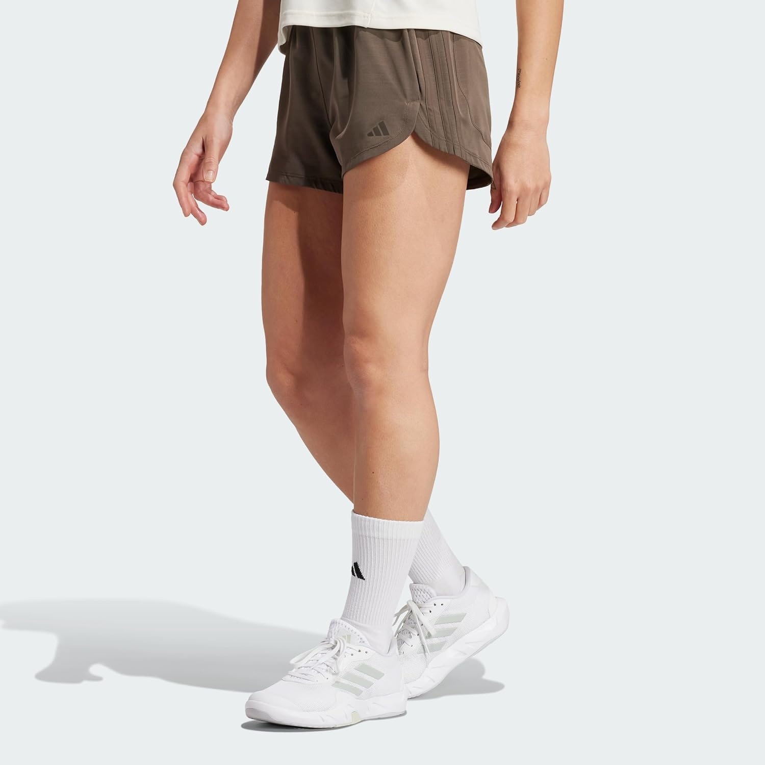 image:imageadidas Womens Pacer Training 3Stripes Woven HighRise ShortsShadow OliveShadow Olive