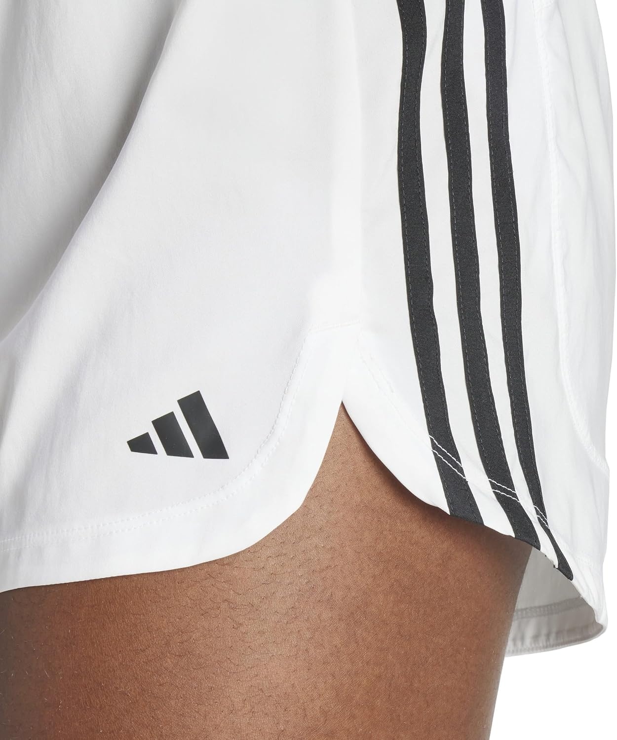image:imageadidas Womens Pacer Training 3Stripes Woven HighRise ShortsWhiteBlack
