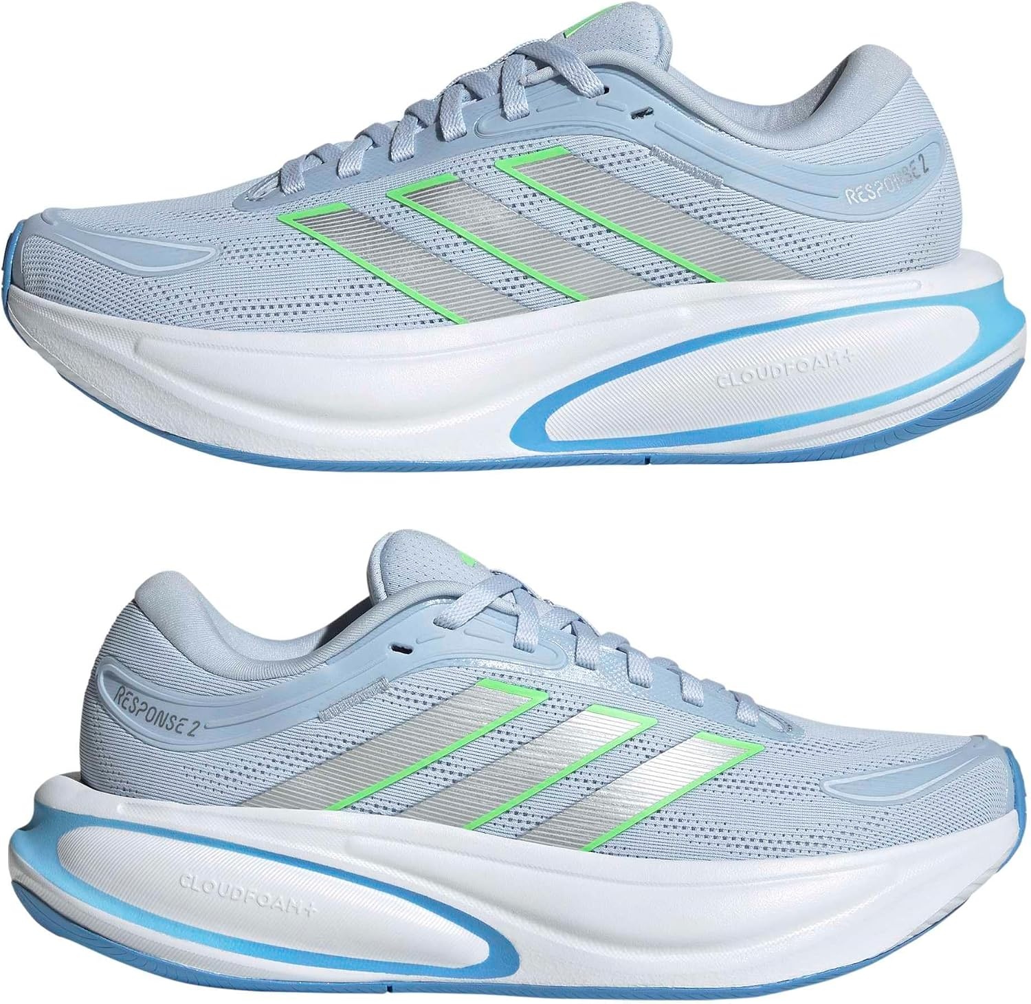 image:imageadidas Womens Response 2 Running ShoeCrystal SkySilver MetLime Burst