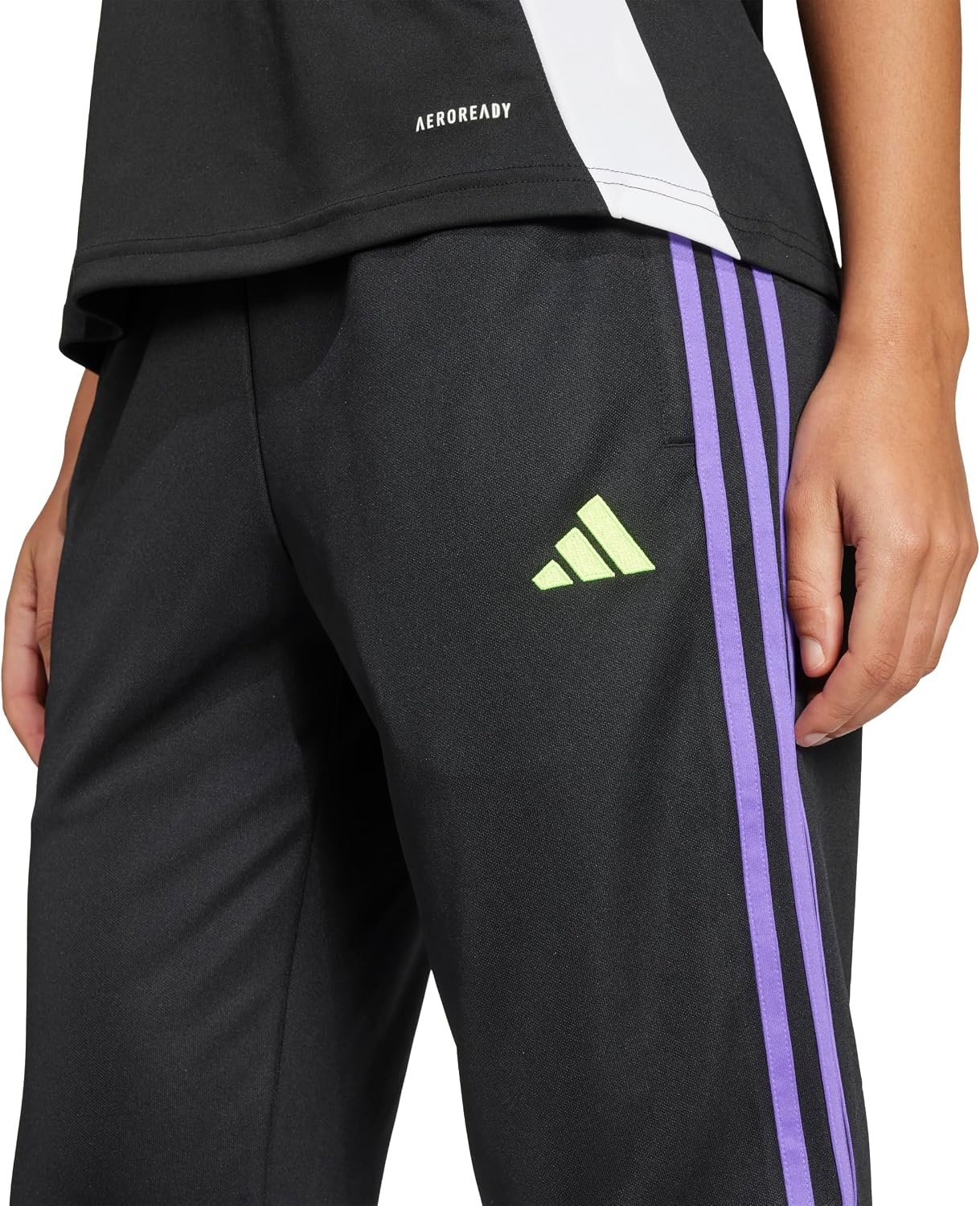 image:imageadidas Womens Tiro 25 Essentials Tracksuit Bottoms Soccer Cleats BlackBlackPurple RushLucid Lemon