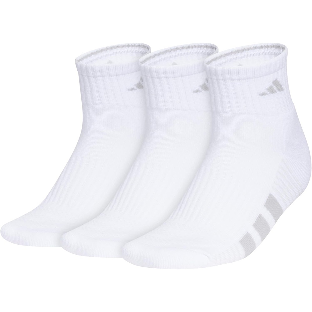 image:imageadidas Cushioned Low Cut Ankle Socks 3Pairs Durable amp Comfortable 3Pack Targeted Cushioning Arch Support Breathable MoistureWicking Reinforced Heel amp Toe AllDay ComfortWhiteClear Onix GreyClear Grey40Quarter