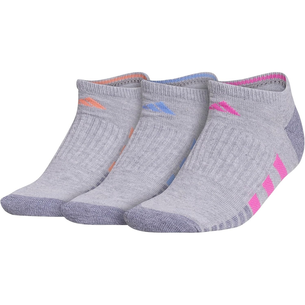 image:imageadidas Cushioned Low Cut Ankle Socks 3Pairs Durable amp Comfortable 3Pack Targeted Cushioning Arch Support Breathable MoistureWicking Reinforced Heel amp Toe AllDay ComfortCool Light HeatherLucid Fuchsia PinkBlue Fusion30No Show