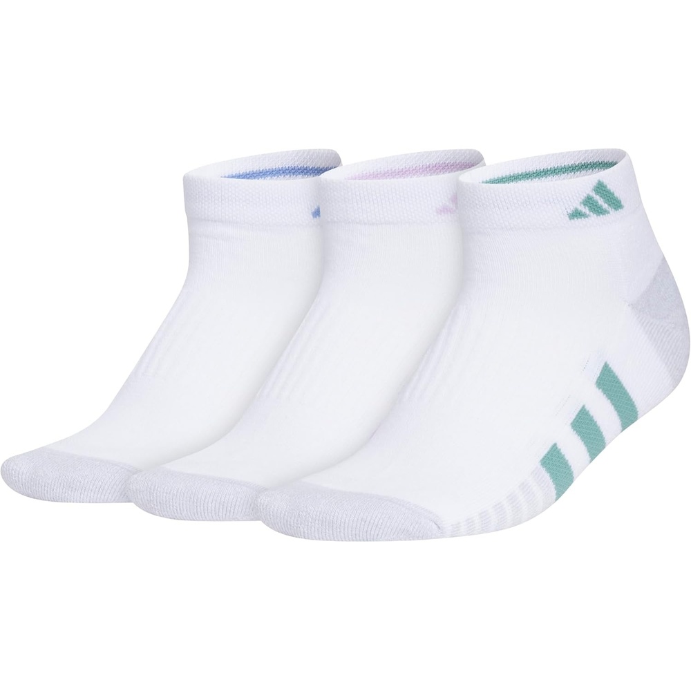 image:imageadidas Cushioned Low Cut Ankle Socks 3Pairs Durable amp Comfortable 3Pack Targeted Cushioning Arch Support Breathable MoistureWicking Reinforced Heel amp Toe AllDay ComfortWhiteBlue FusionPowder Teal Green30Low Cut