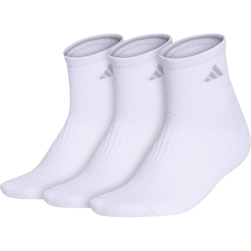 image:imageadidas Cushioned Low Cut Ankle Socks 3Pairs Durable amp Comfortable 3Pack Targeted Cushioning Arch Support Breathable MoistureWicking Reinforced Heel amp Toe AllDay ComfortWhiteClear Onix Grey30Quarter