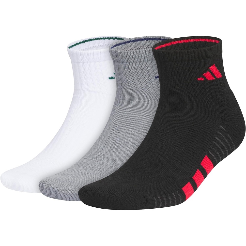 image:imageadidas Cushioned Low Cut Ankle Socks 3Pairs Durable amp Comfortable 3Pack Targeted Cushioning Arch Support Breathable MoistureWicking Reinforced Heel amp Toe AllDay ComfortWhiteCollegiate GreenBlack40Quarter