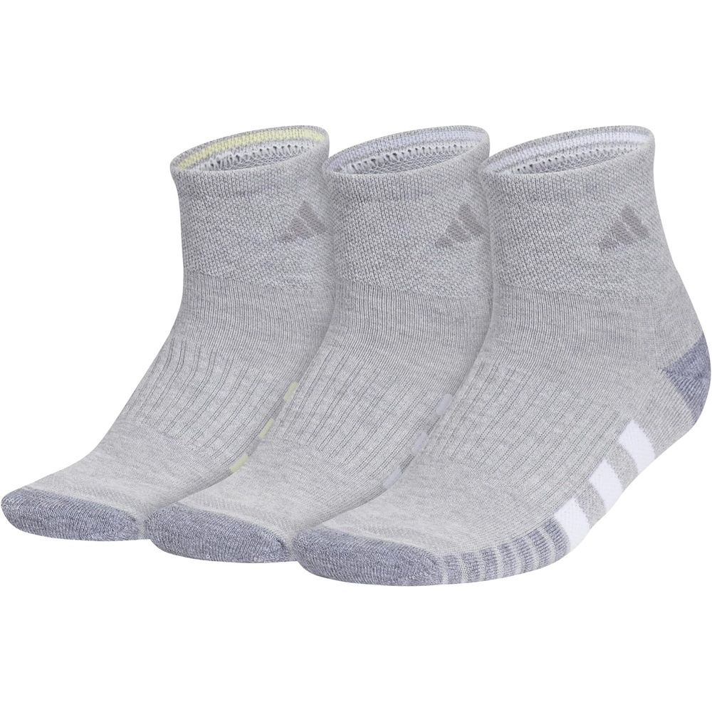 image:imageadidas Cushioned Low Cut Ankle Socks 3Pairs Durable amp Comfortable 3Pack Targeted Cushioning Arch Support Breathable MoistureWicking Reinforced Heel amp Toe AllDay ComfortCool Light HeatherPowder YellowViolet Tone Purple30Quarter