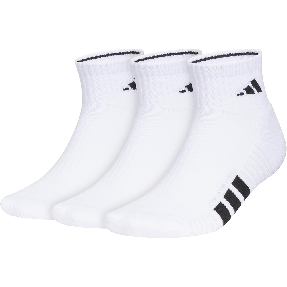 image:imageadidas Cushioned Low Cut Ankle Socks 3Pairs Durable amp Comfortable 3Pack Targeted Cushioning Arch Support Breathable MoistureWicking Reinforced Heel amp Toe AllDay ComfortWhiteBlackClear Grey40Quarter
